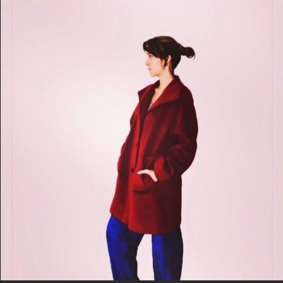 51.Ellen Tracy Red Wool Women's Coat 8 - Picture 1 of 8